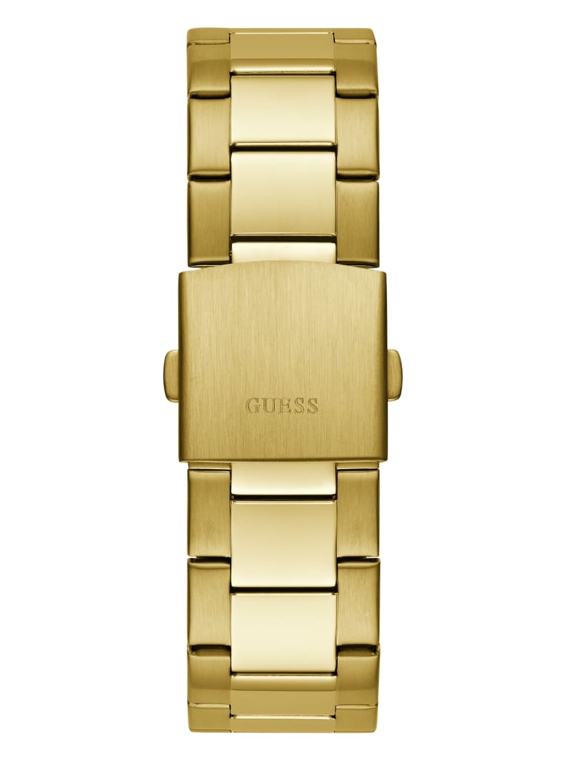 Gold-Tone and Textured Blue Multifunction Watch