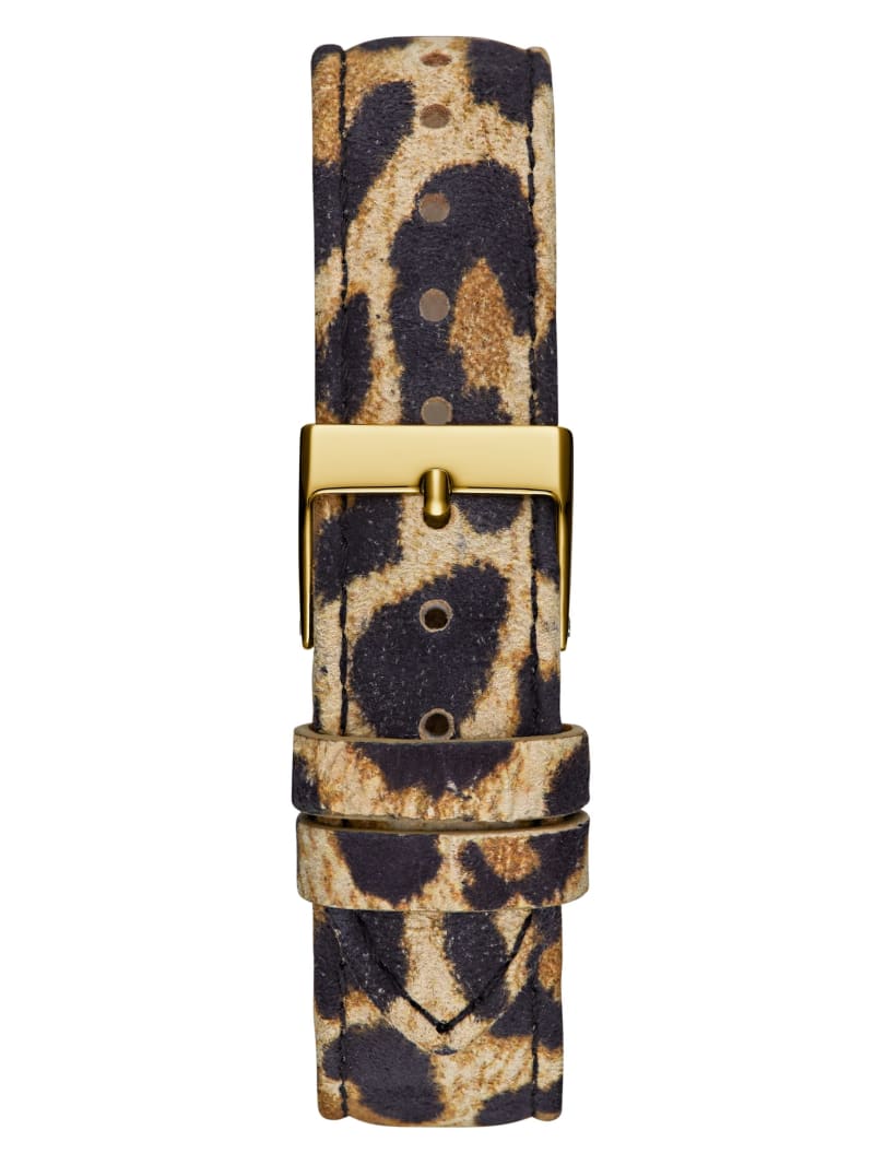 Leopard and Gold-Tone Analog Logo Watch