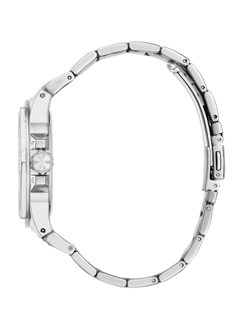 Silver-Tone Rhinestone Multifunction Watch