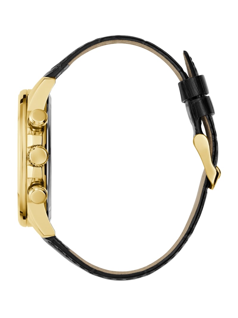 Gold-Tone Leather Multifunction Watch