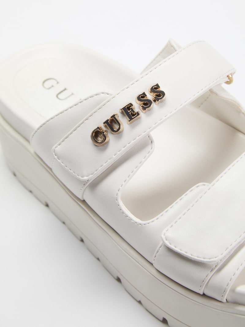 Fasten faux leather sandals