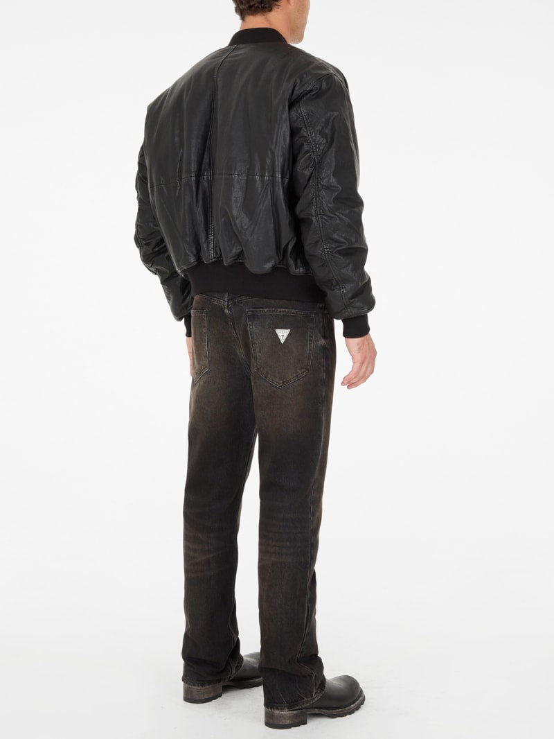 cropped leather flight jacket