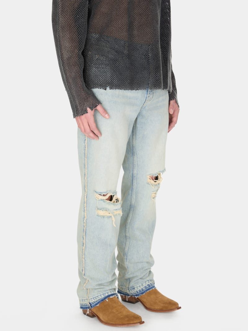 distressed denim flare pant