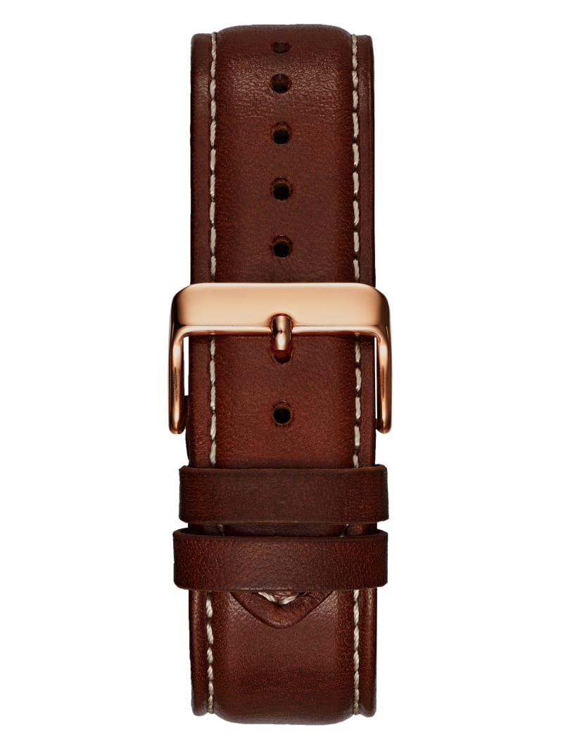 Brown and Rose Gold-Tone Leather Sport Watch