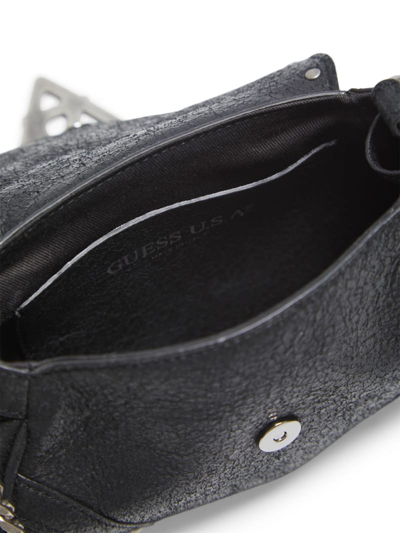 crackled leather mini fashion bag