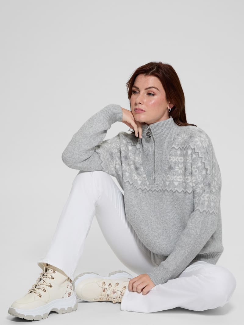 Half-Zip Wool-Blend Pullover Sweater