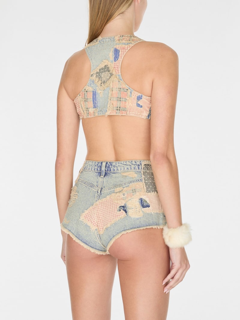vintage denim patchwork top