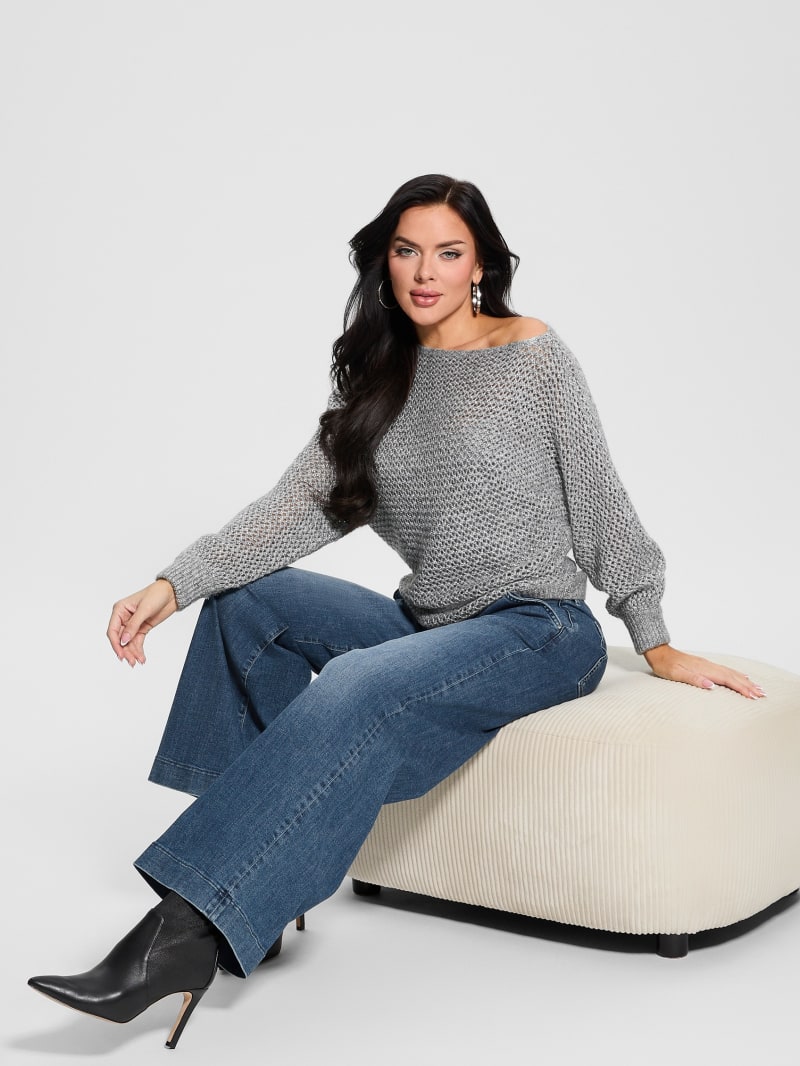 Poa Metallic Off-Shoulder Sweater