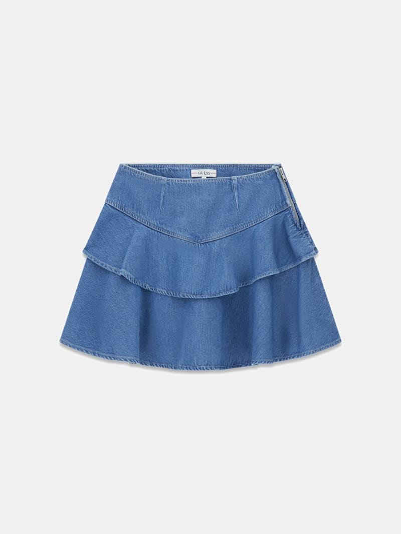 Ruffled denim skirt