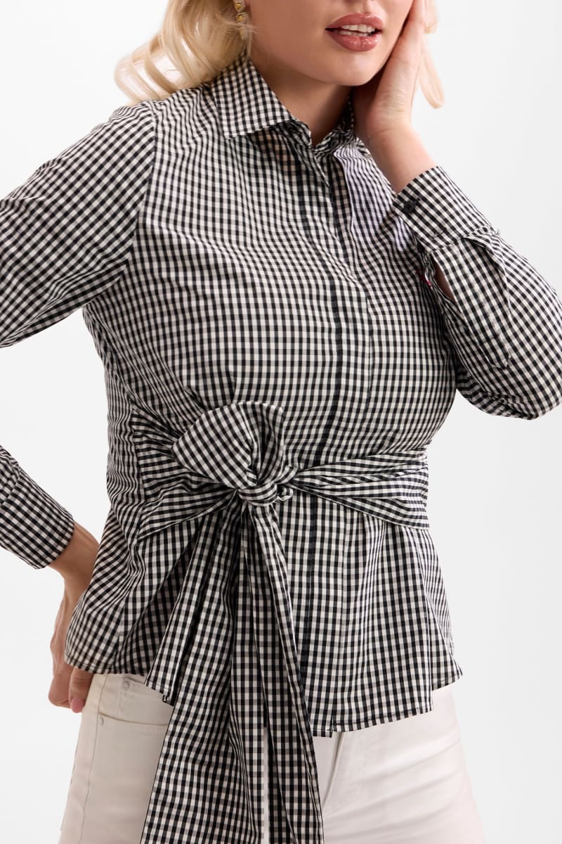 Printed bow shirt