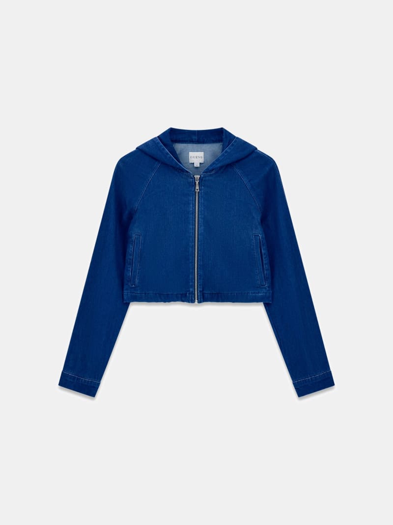 Cropped denim hoodie