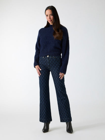 Bea Monogram Print Denim Pant