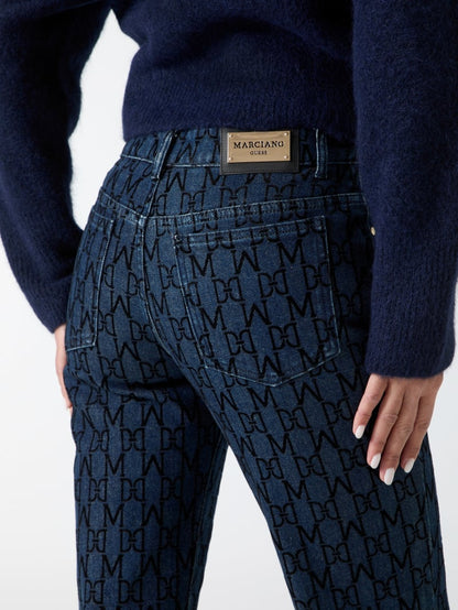 Bea Monogram Print Denim Pant