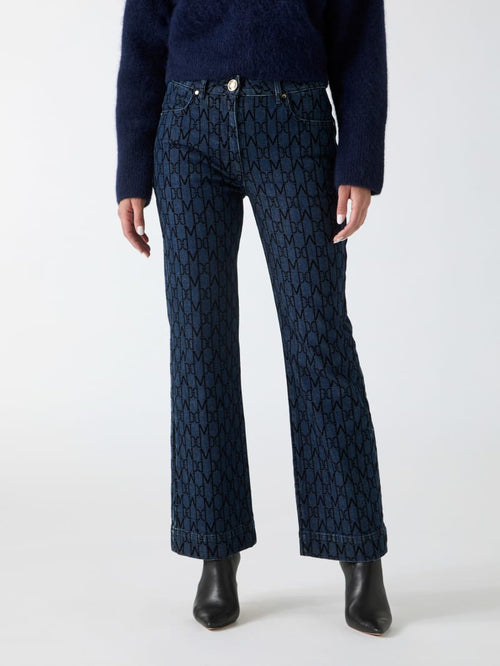 Bea Monogram Print Denim Pant