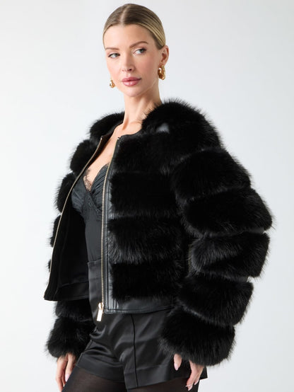 Arielle Cropped Faux-Fur Jacket