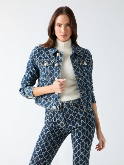Bea Monogram Denim Trucker Jacket