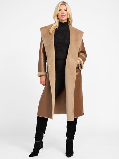 Ines Reversible Faux-Leather Coat