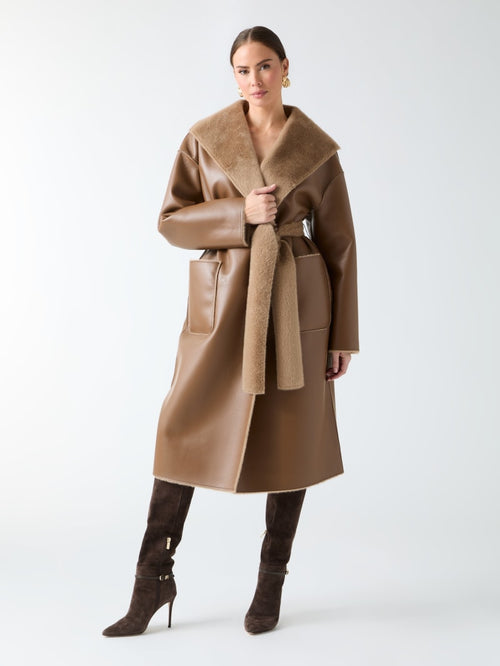Ines Reversible Faux-Leather Coat