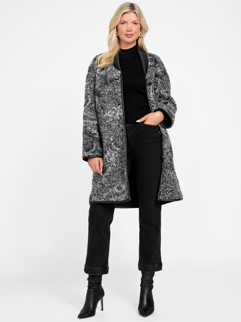 Marciano jacquard wool-blend coat