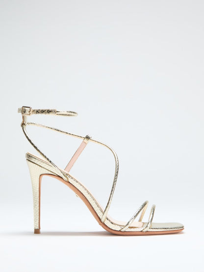 Metallic Leather Strappy Heel