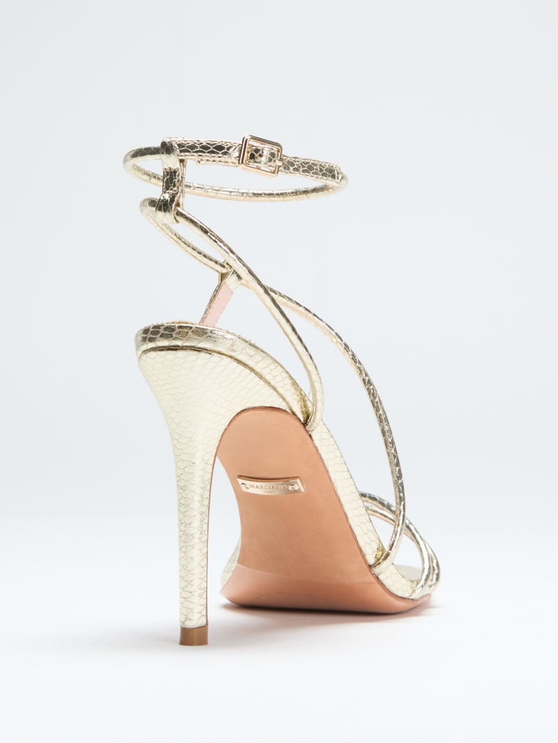 Metallic Leather Strappy Heel