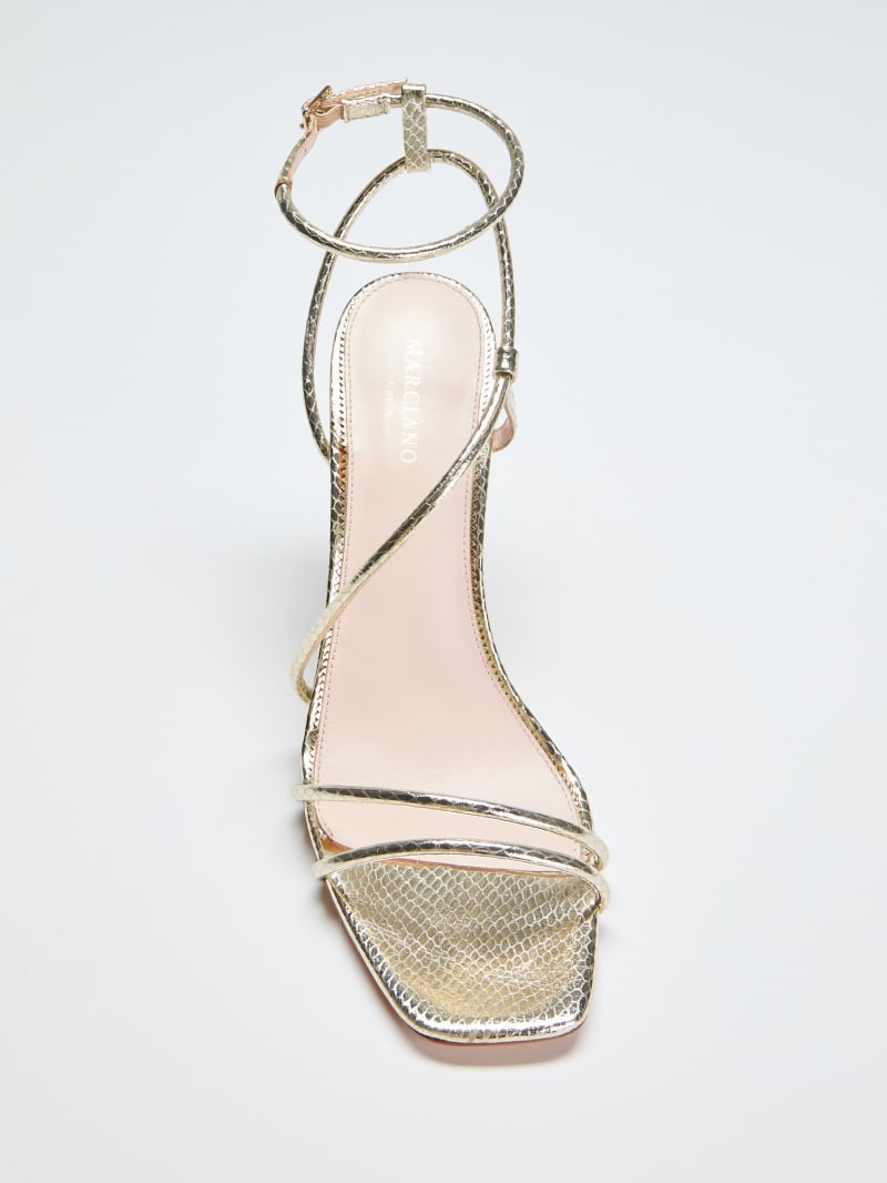 Metallic Leather Strappy Heel