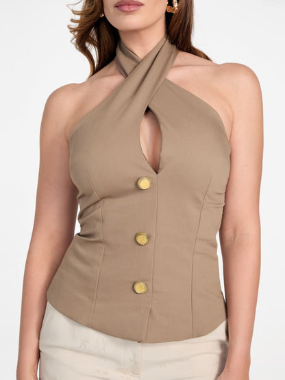 Eco Nada Crossed Halter Top
