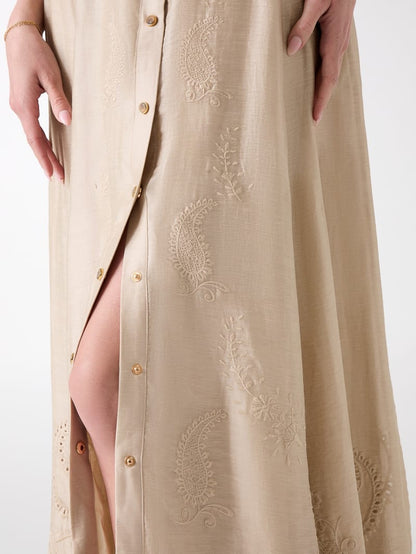 Eco Mindy Embroidered Maxi Shirt Dress