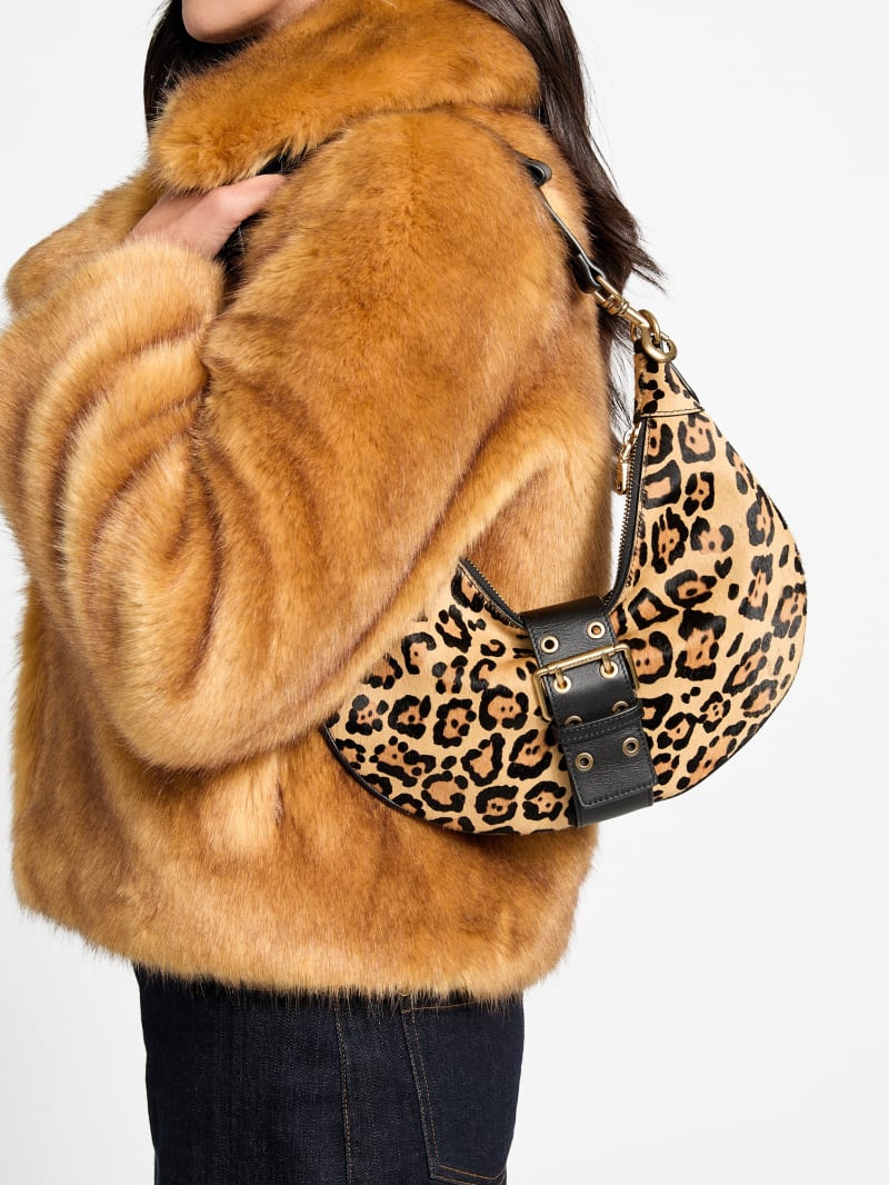 Leopard Crescent Shoulder Bag