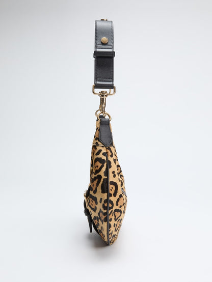 Leopard Crescent Shoulder Bag