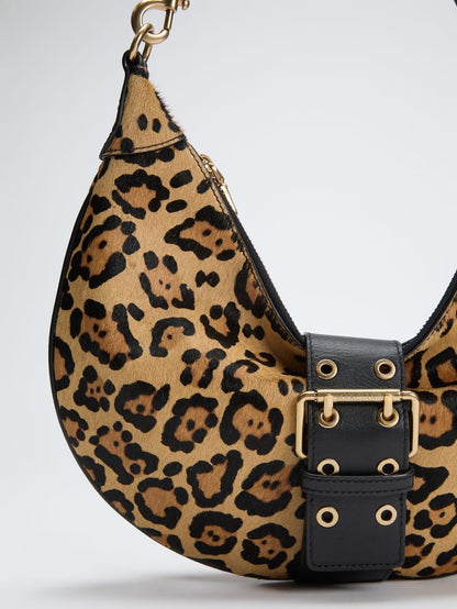 Leopard Crescent Shoulder Bag