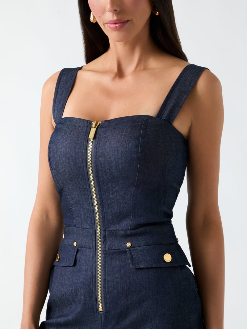 Denim Detachable Strapless Zip Jumpsuit
