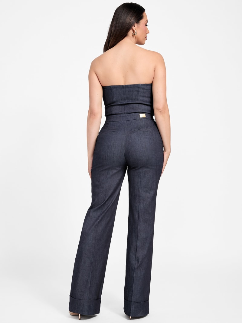 Denim Detachable Strapless Zip Jumpsuit