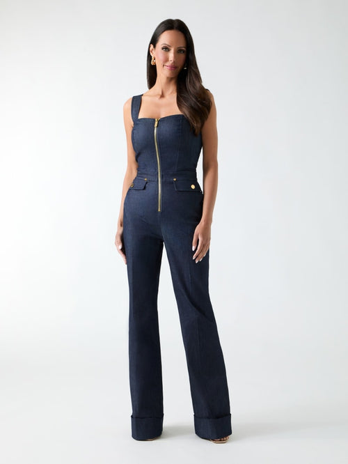 Denim Detachable Strapless Zip Jumpsuit