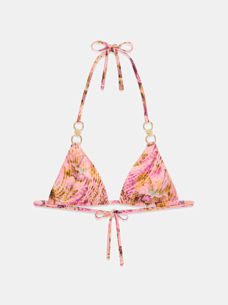 Printed triangle bikini top