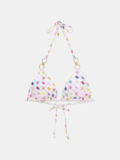 Printed triangle bikini top