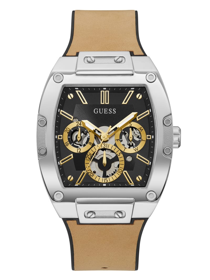 Silver-Tone and Black Multifunction Watch