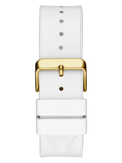 Gold-Tone and White Rectangular Multifunction Watch