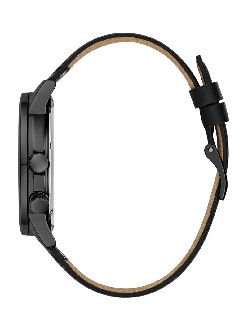 Black Leather Multifunction Watch