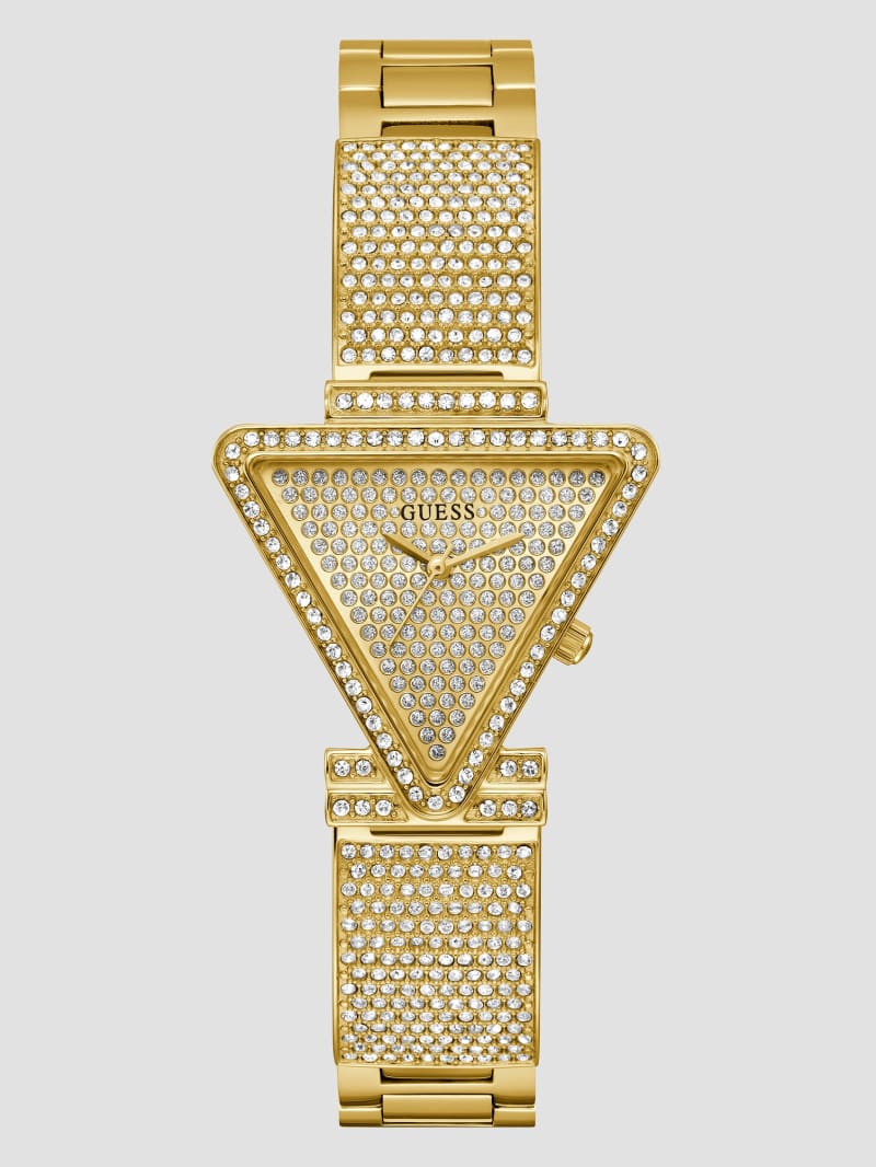 Gold-Tone Crystal Triangle Analog Watch