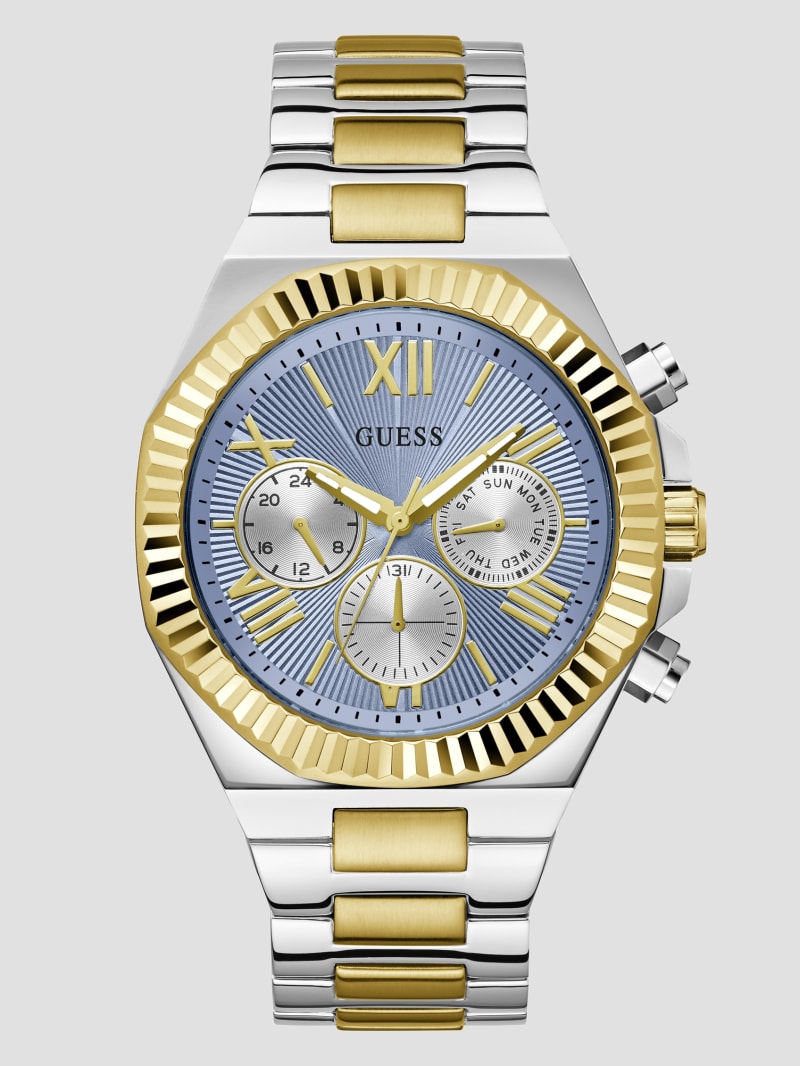 Two-Tone and Blue Multifunction Watch