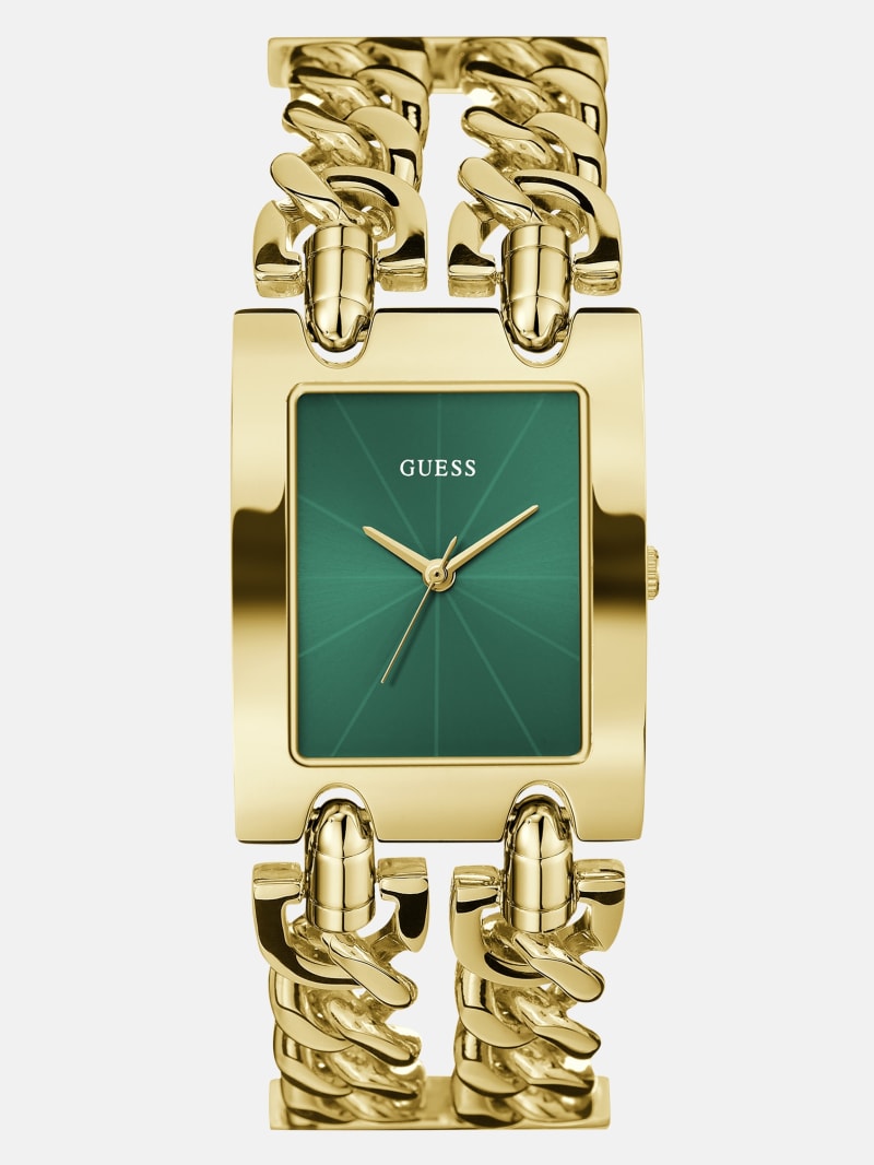 Gold-Tone and Green Analog Watch