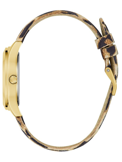 Leopard and Gold-Tone Analog Logo Watch