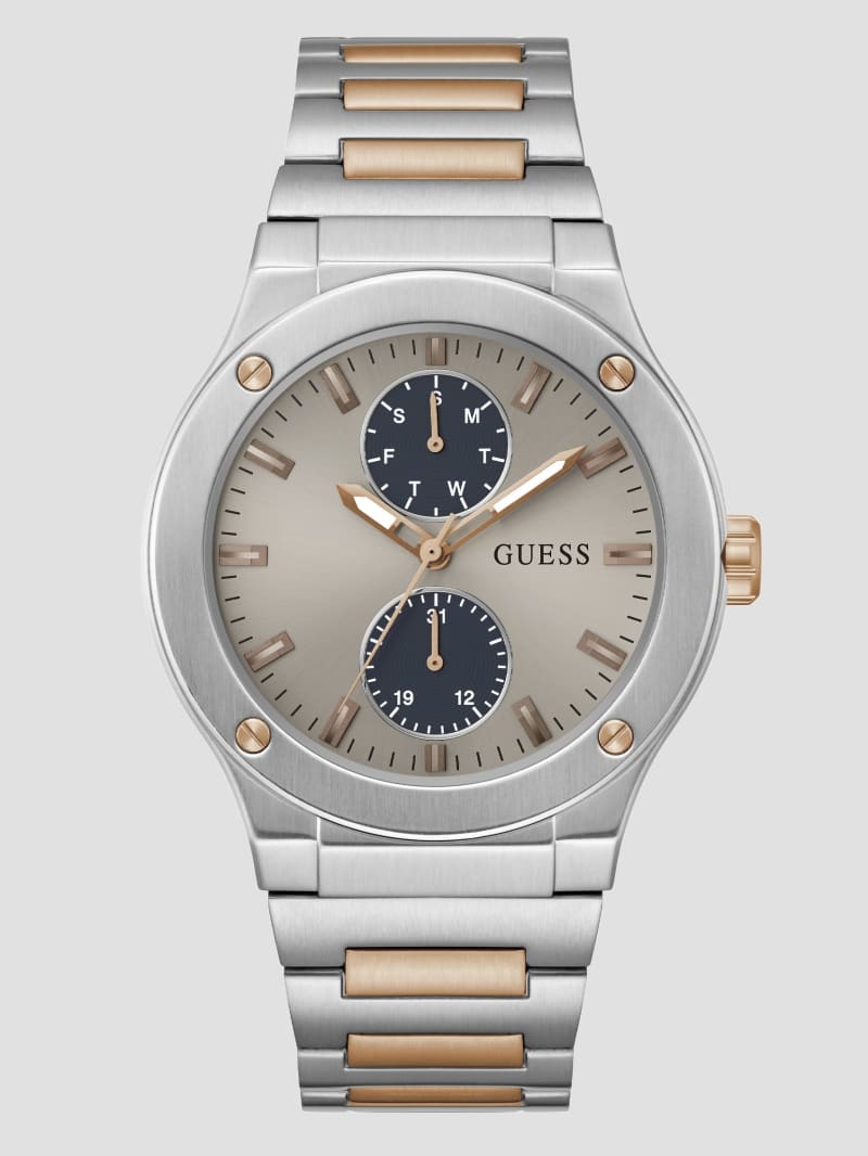 Silver and Rose Gold-Tone Multifunction Watch