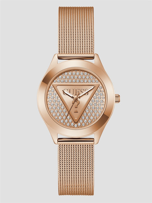 Rose Gold-Tone Analog Logo Watch