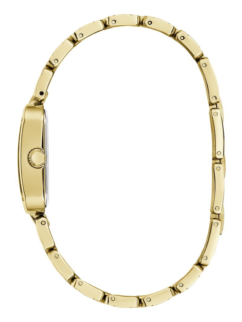 Gold-Tone Textured Square Analog Watch