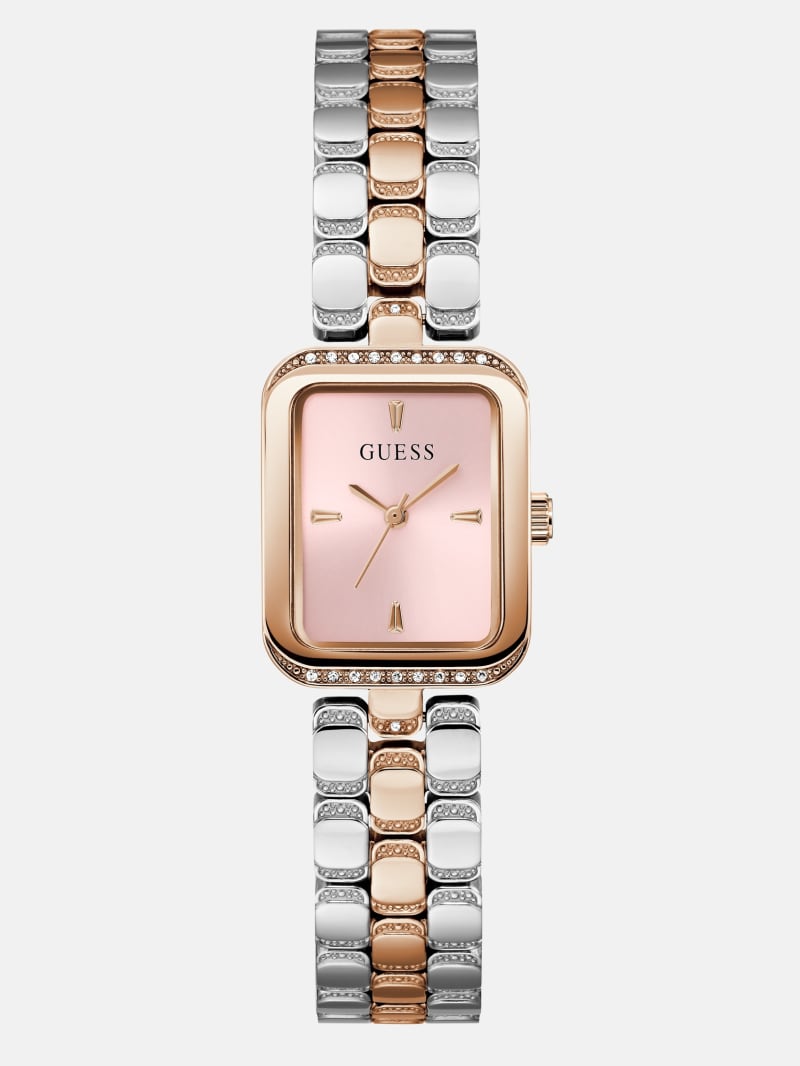 Two-Tone Rectangle Analog Watch