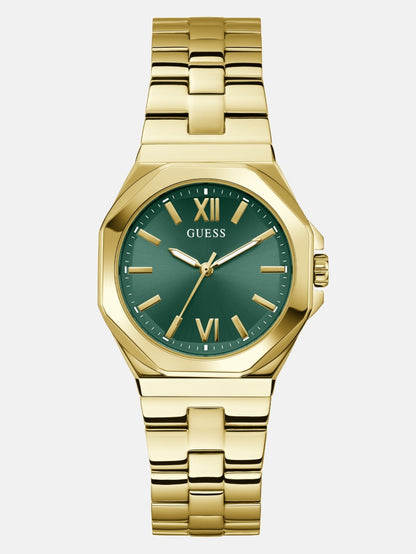 Gold-Tone and Green Analog Watch