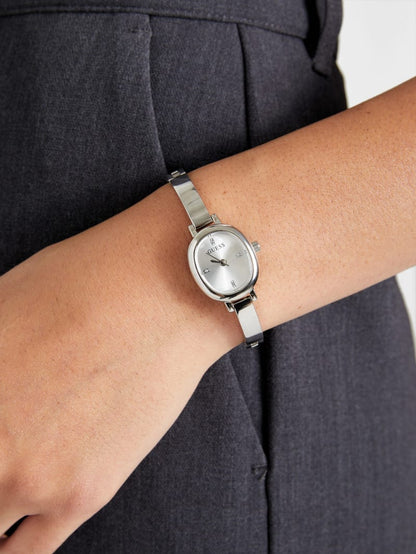 Silver-Tone Oval Analog Watch