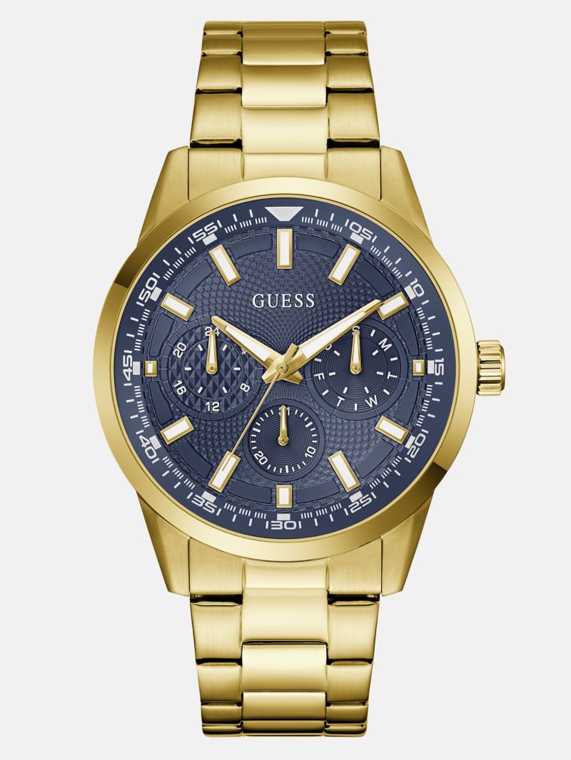 Gold-Tone and Blue Multifunction Watch